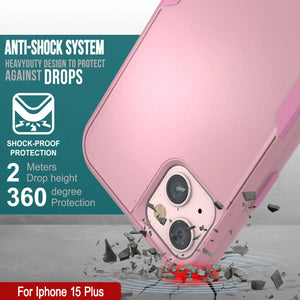 Punkcase para iPhone 15 Plus Cinco de clip de correa multicapa Case de funda [Serie de clientes] [PINK]