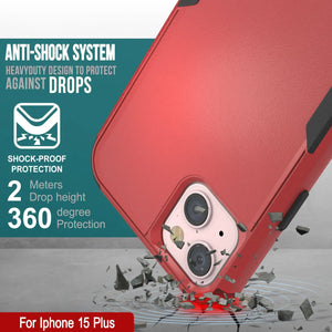 Punkcase para iPhone 15 Plus Belt Cinco de funda de múltiples capas [Serie Patron] [Red-Black]