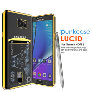 Galaxy Note 5 Case, PUNKCASE® LUCID Gold Series | Card Slot | SHIELD Screen Protector | Ultra fit (Color in image: Balck)