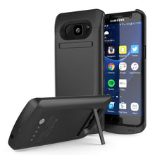 Cargar imagen en el visor de la galería, Galaxy S7 EDGE Battery Case, Punkcase 5200mAH Charger Case W/ Screen Protector | Integrated Kickstand &amp; USB Port | IntelSwitch [Black] (Color in image: Black)
