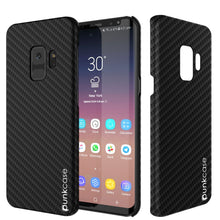 Load image into Gallery viewer, Galaxy S9 Case, Punkcase CarbonShield, Heavy Duty &amp; Ultra Thin 2 Piece Dual Layer PU Leather Cover [shockproof][non slip] with PUNKSHIELD Screen Protector for Samsung S9 [jet black] (Color in image: Black)
