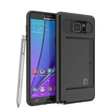 Cargar imagen en el visor de la galería, Galaxy Note 5 Case PunkCase CLUTCH Black Series Slim Armor Soft Cover Case w/ Tempered Glass (Color in image: Black)
