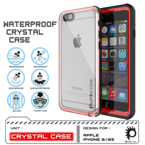 iPhone 6/6S Waterproof Case, PUNKcase CRYSTAL Red W/ Attached Screen Protector  | Warranty (Color in image: white)