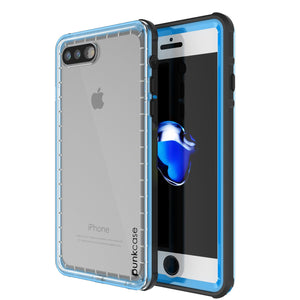 iPhone 7+ Plus Waterproof Case, PUNKcase CRYSTAL Light Blue  W/ Attached Screen Protector  | Warranty (Color in image: light blue)