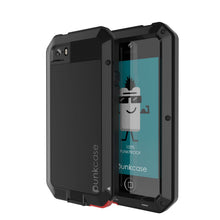 Cargar imagen en el visor de la galería, iPhone SE/5/5s Case, Punkcase® METALLIC Series BLACK w/ TEMPERED GLASS | Aluminum Frame (Color in image: Black)
