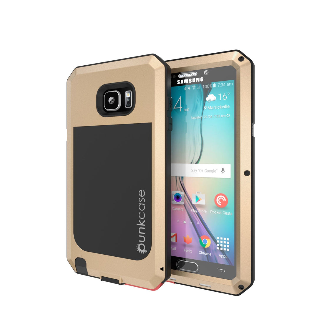 Note 5 Case, Punkcase® METALLIC Series GOLD w/ TEMPERED GLASS | Aluminum Frame (Color in image: Gold)