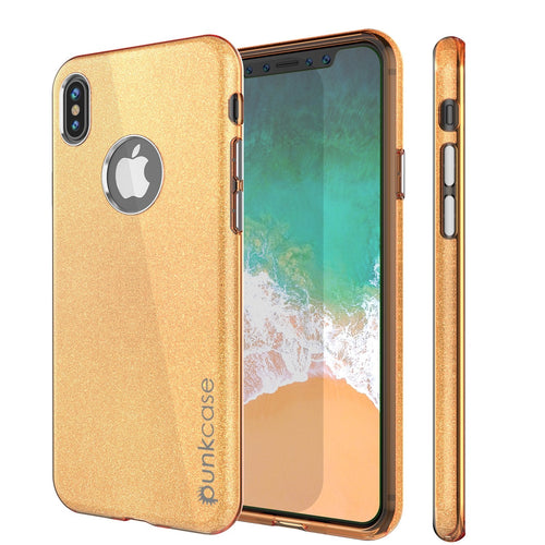 iPhone X Case, Punkcase Galactic 2.0 Series Ultra Slim w/ Tempered Glass Screen Protector | [Gold] (Color in image: gold)