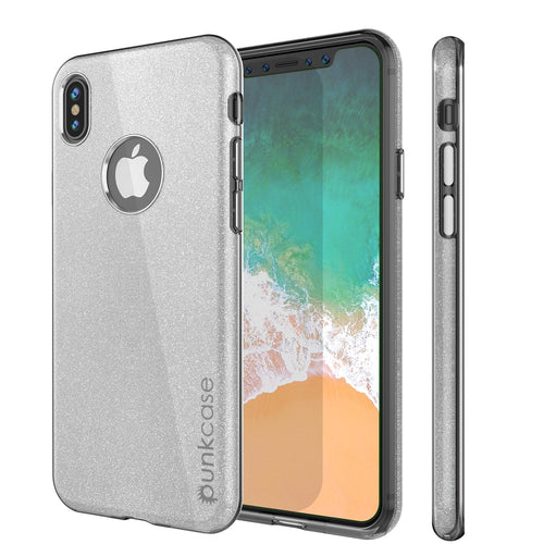 iPhone X Case, Punkcase Galactic 2.0 Series Ultra Slim w/ Tempered Glass Screen Protector | [Silver] (Color in image: silver)