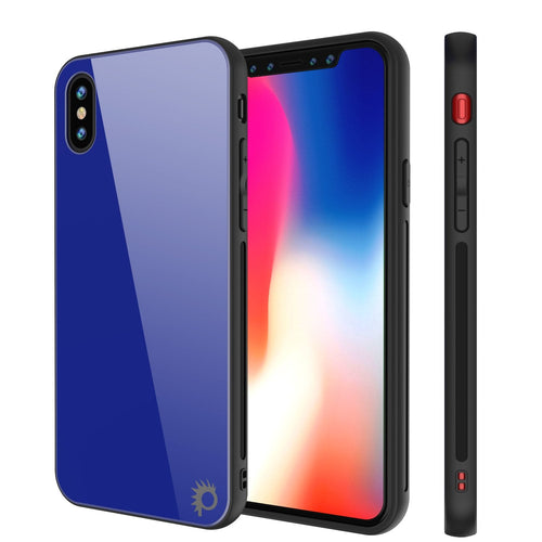iPhone X Case, Punkcase GlassShield Ultra Thin Protective 9H Full Body Tempered Glass Cover W/ Drop Protection & Non Slip Grip for Apple iPhone 10 [Blue] (Color in image: Blue)