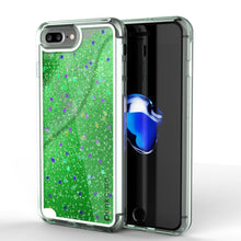 Cargar imagen en el visor de la galería, iPhone 7 Plus Case, PunkCase LIQUID Green Series, Protective Dual Layer Floating Glitter Cover (Color in image: green)
