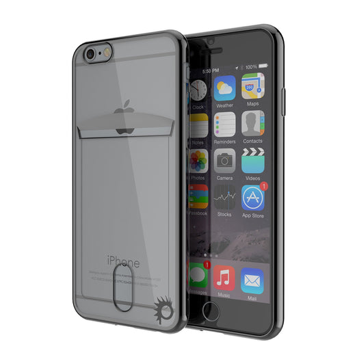 iPhone 6s/6 Case, PUNKCASE® LUCID Black Series | Card Slot | SHIELD Screen Protector | Ultra fit (Color in image: Balck)