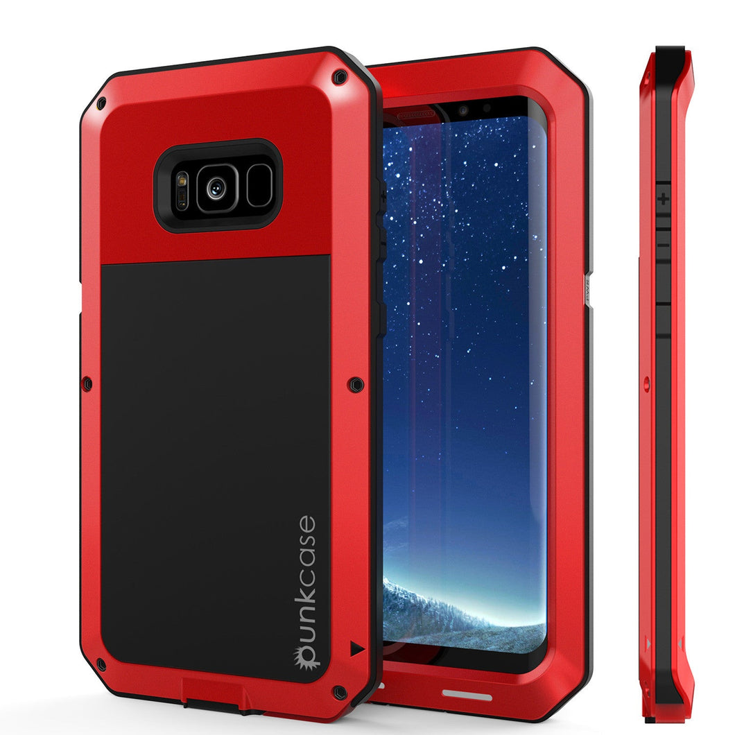 Galaxy S8+ Plus  Case, PUNKcase Metallic Red Shockproof  Slim Metal Armor Case (Color in image: red)