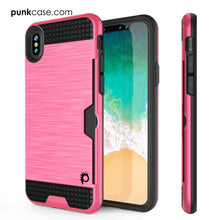 Cargar imagen en el visor de la galería, iPhone X Case, PUNKcase [SLOT Series] Slim Fit Dual-Layer Armor Cover &amp; Tempered Glass PUNKSHIELD Screen Protector for Apple iPhone X [Pink] (Color in image: Gold)
