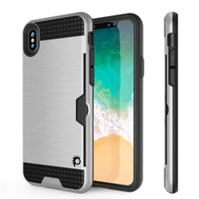Cargar imagen en el visor de la galería, iPhone X Case, PUNKcase [SLOT Series] Slim Fit Dual-Layer Armor Cover &amp; Tempered Glass PUNKSHIELD Screen Protector for Apple iPhone X [White] (Color in image: Silver)

