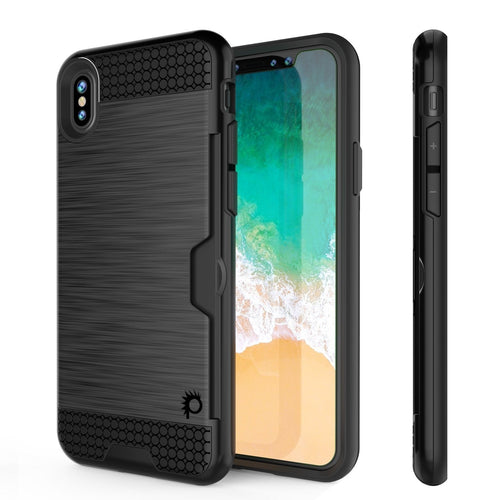 iPhone XS Max Case, PUNKcase [SLOT Series] Slim Fit Dual-Layer Armor Cover [Black] (Color in image: Black)