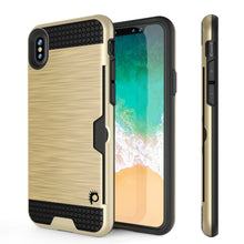 Cargar imagen en el visor de la galería, iPhone X Case, PUNKcase [SLOT Series] Slim Fit Dual-Layer Armor Cover &amp; Tempered Glass PUNKSHIELD Screen Protector for Apple iPhone X [Gold] (Color in image: White)

