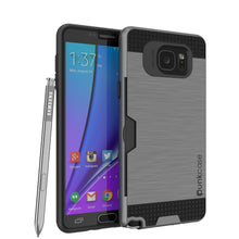 Cargar imagen en el visor de la galería, Galaxy Note 5 Case PunkCase SLOT Grey Series Slim Armor Soft Cover Case w/ Tempered Glass (Color in image: Grey)
