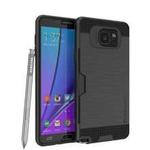 Cargar imagen en el visor de la galería, Galaxy Note 5 Case PunkCase SLOT Black Series Slim Armor Soft Cover Case w/ Tempered Glass (Color in image: Black)
