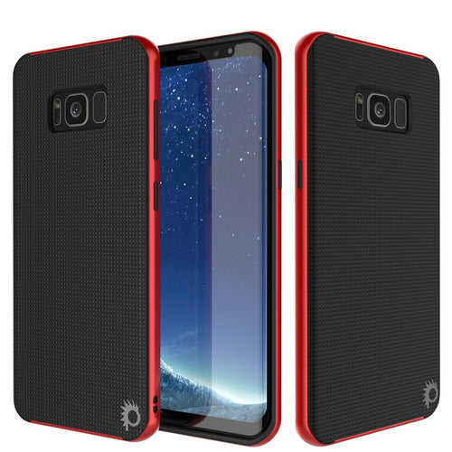 Galaxy S8 Case, PunkCase [Stealth Series] Hybrid 3-Piece Shockproof Dual Layer Cover [Non-Slip] [Soft TPU + PC Bumper] with PUNKSHIELD Screen Protector for Samsung S8 Edge [Red] (Color in image: Red)