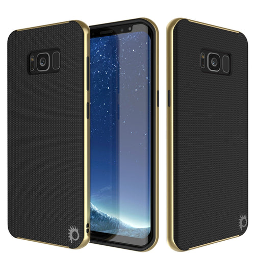 Galaxy S8 Case, PunkCase [Stealth Series] Hybrid 3-Piece Shockproof Dual Layer Cover [Non-Slip] [Soft TPU + PC Bumper] with PUNKSHIELD Screen Protector for Samsung S8 Edge [Gold] (Color in image: Gold)