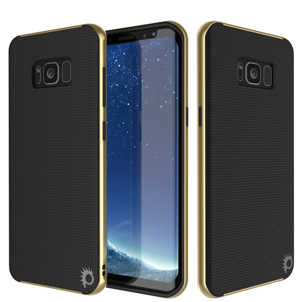 Galaxy S8 Case, PunkCase [Stealth Series] Hybrid 3-Piece Shockproof Dual Layer Cover [Non-Slip] [Soft TPU + PC Bumper] with PUNKSHIELD Screen Protector for Samsung S8 Edge [Gold] (Color in image: Gold)