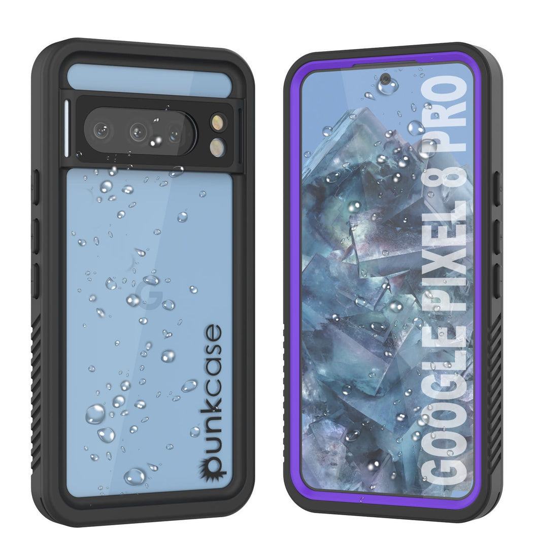 Funda resistente al agua Google Pixel 8 Pro, Punkcase [Serie Extrema] Protector Antichoque con Protector de Pantalla Integrado [Morado]