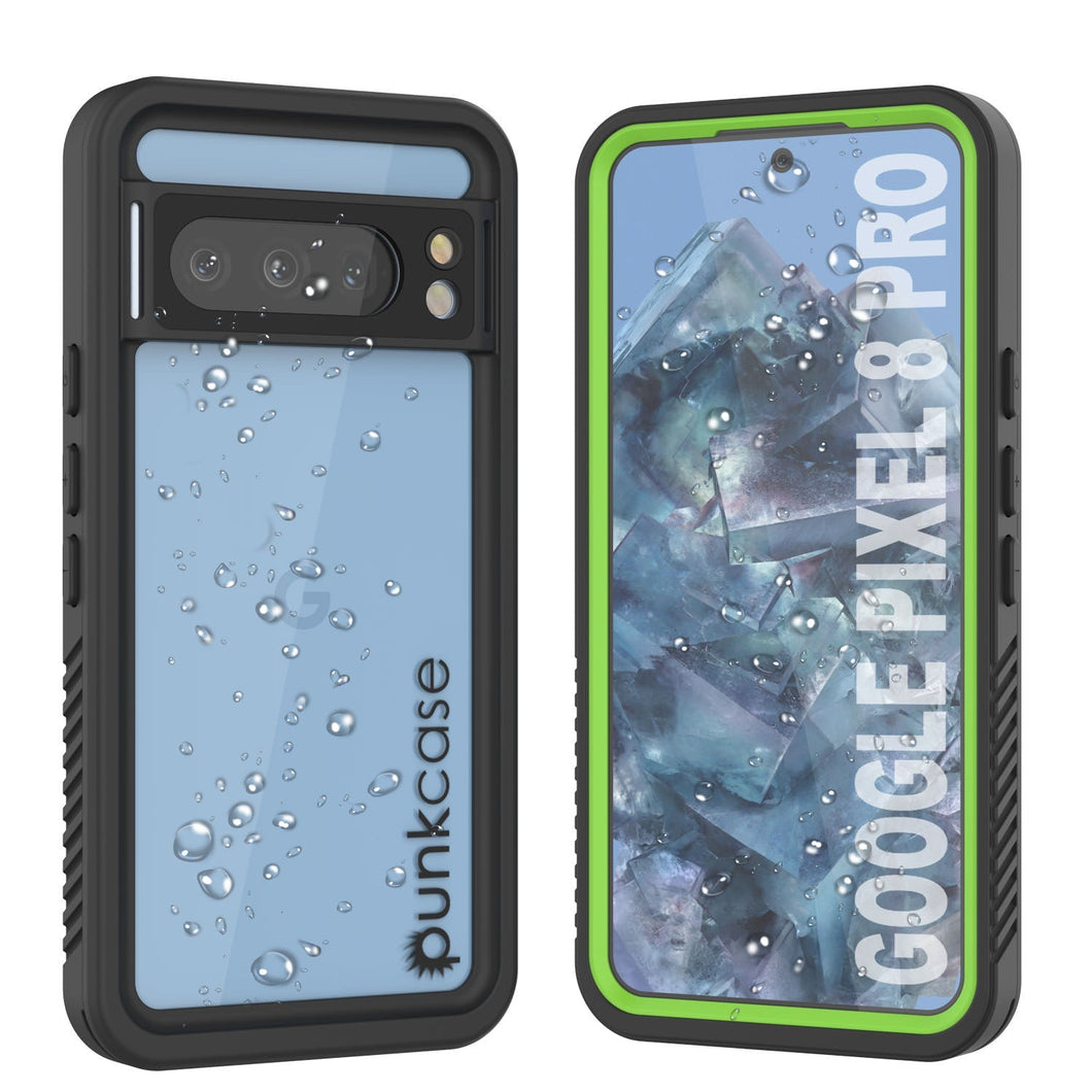 Estuche impermeable para Google Pixel 8 Pro, Punkcase [Serie Extrema] Cubierta con armadura con protector de pantalla incorporado [Verde claro].