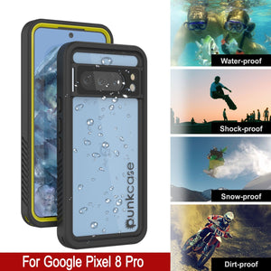 Estuche resistente al agua Google Pixel 8 Pro, Punkcase [Extreme Series] con cubierta de armadura y protector de pantalla incorporado [amarillo].