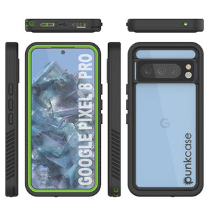 Estuche impermeable para Google Pixel 8 Pro, Punkcase [Serie Extrema] Cubierta con armadura con protector de pantalla incorporado [Verde claro].