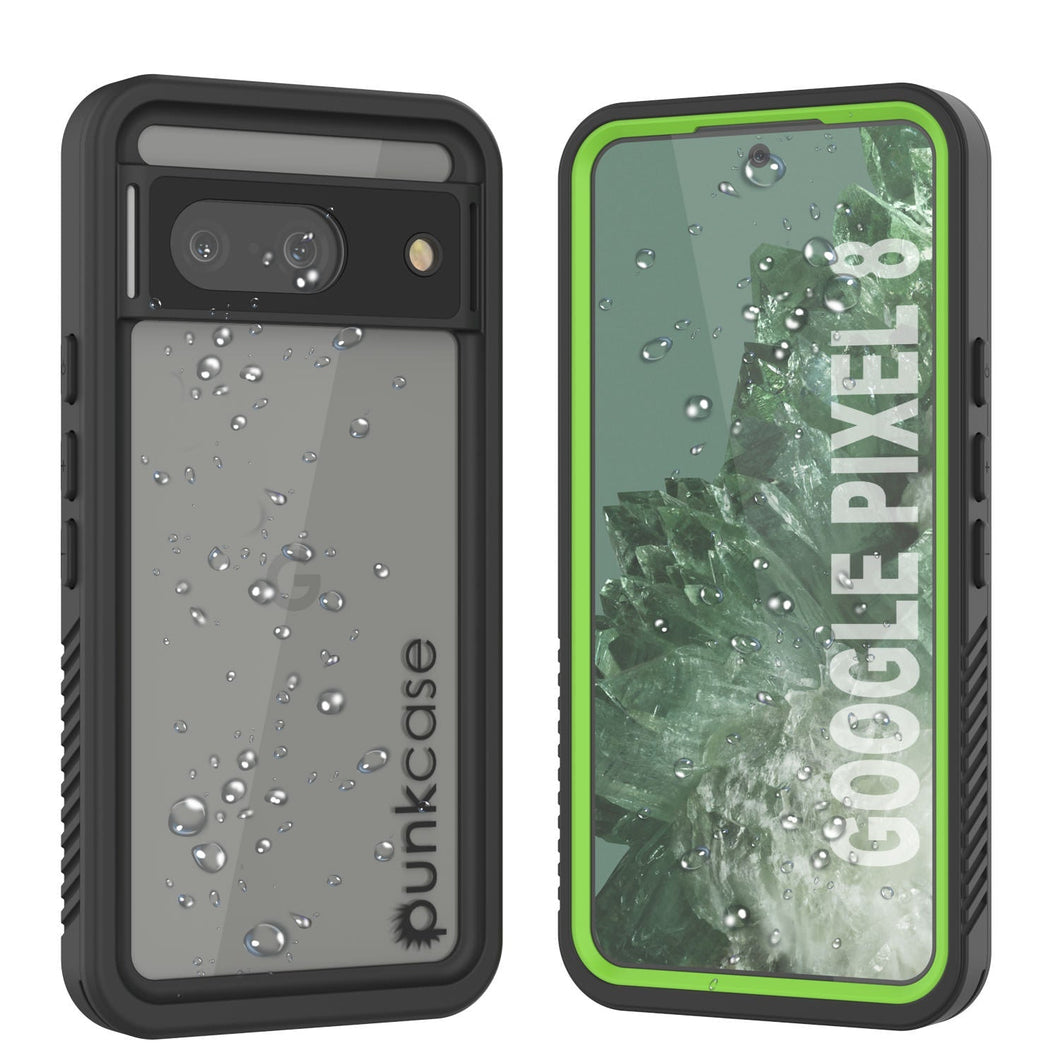 Funda impermeable para Google Pixel 8, Punkcase [Extreme Series] con cubierta protectora resistente y protector de pantalla incorporado [verde claro]