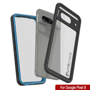 Funda resistente al agua para Google Pixel 8, Punkcase [Extreme Series] con cubierta de armadura y protector de pantalla integrado [azul claro].