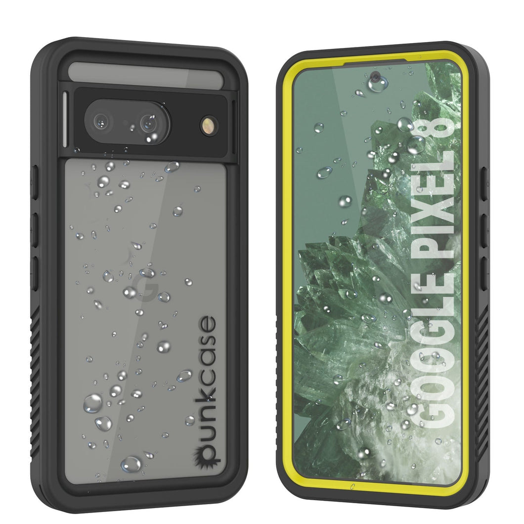 Estuche impermeable Google Pixel 8, Punkcase [Serie Extrema], cubierta de armadura con protector de pantalla incorporado [Amarillo].