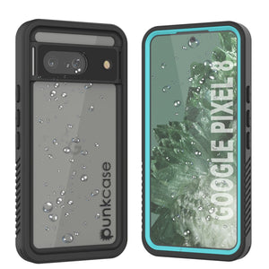 Carcasa resistente al agua Google Pixel 8, Punkcase [Serie Extrema] Cubierta protectora con protector de pantalla incorporado [Color turquesa]