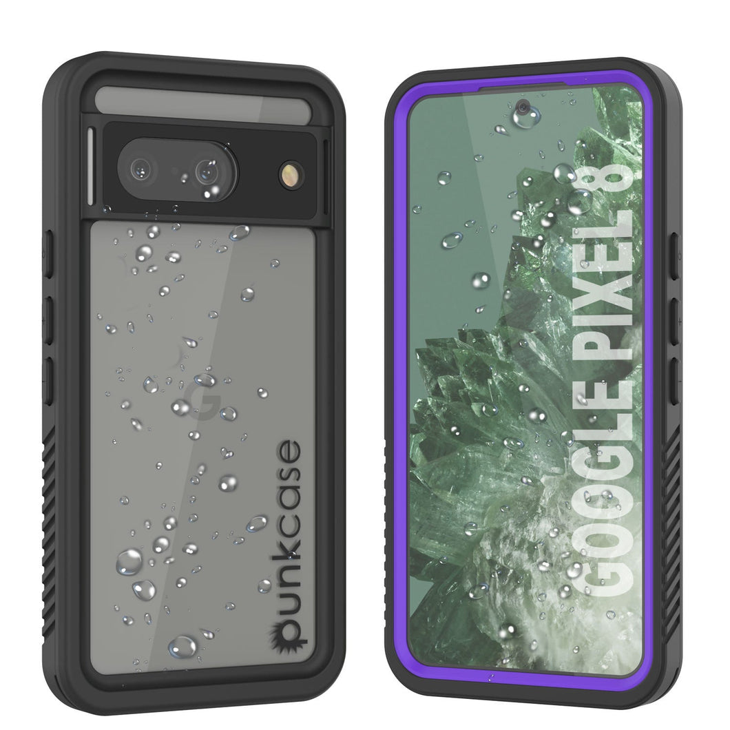 Carcasa impermeable para Google Pixel 8, Punkcase [Extreme Series], con cubierta protectora resistente/protector de pantalla incorporado [morada].