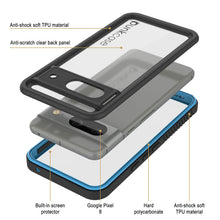 Load image into Gallery viewer, Funda resistente al agua para Google Pixel 8, Punkcase [Extreme Series] con cubierta de armadura y protector de pantalla integrado [azul claro].
