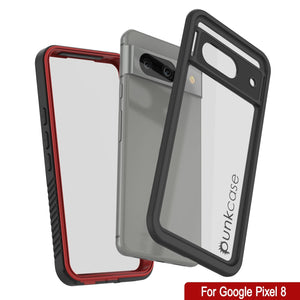 Funda resistente al agua para Google Pixel 8, Punkcase [Serie Extrema] con cubierta blindada y protector de pantalla incorporado [Rojo].