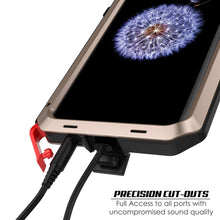 Cargar imagen en el visor de la galería, Galaxy S9 Plus Metal Case, Heavy Duty Military Grade Rugged Armor Cover [shock proof] Hybrid Full Body Hard Aluminum &amp; TPU Design [non slip] W/ Prime Drop Protection for Samsung Galaxy S9 Plus [Gold] (Color in image: Red)
