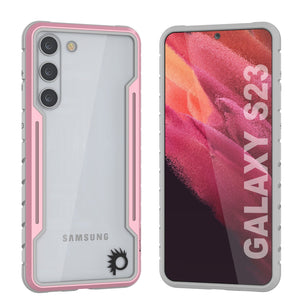 Punkcase S23 Armor Stealth Case es una funda protectora de grado militar con múltiples capas, en color oro rosa.