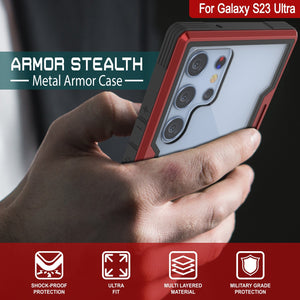 Funda Punkcase S23 Ultra Armor Stealth, protección de grado militar con cobertura multicapa [Rojo]