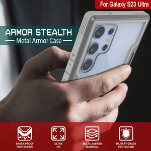 Punkcase S23 Ultra Armor Stealth Case es una cubierta protectora de grado militar de múltiples capas en color gris.