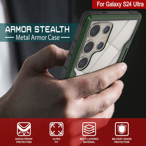 Carcasa Punkcase S24 Ultra Armor Stealth de color verde oscuro, protección de grado militar con cubierta de varias capas.