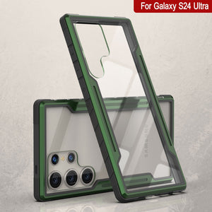 Carcasa Punkcase S24 Ultra Armor Stealth de color verde oscuro, protección de grado militar con cubierta de varias capas.