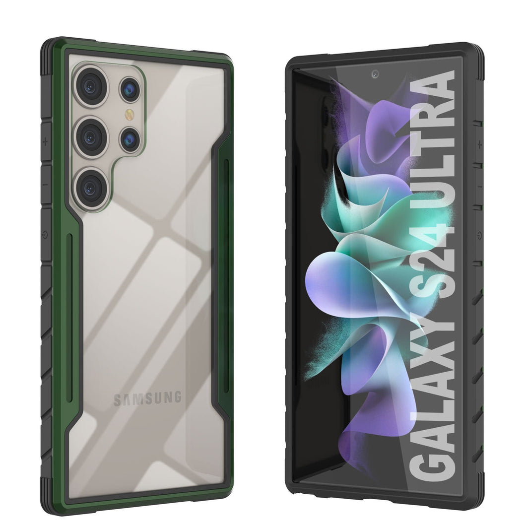 Carcasa Punkcase S24 Ultra Armor Stealth de color verde oscuro, protección de grado militar con cubierta de varias capas.