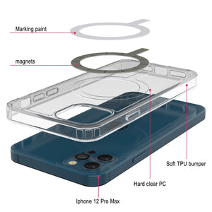 Carcasa de carga inalámbrica magnética Punkcase para iPhone 12 Pro Max [Serie ClearMag]