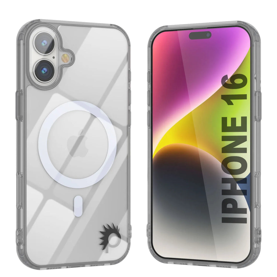 Estuche de carga inalámbrica magnética Punkcase para iPhone 16 [Serie ClearMag] [Plata]