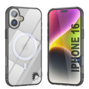 Estuche de carga inalámbrica magnética Punkcase para iPhone 16 [Serie ClearMag] [Negro]