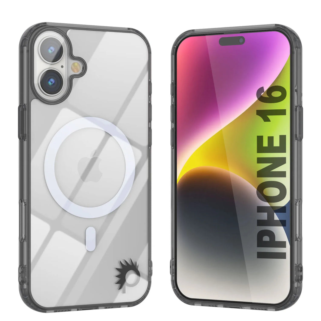 Estuche de carga inalámbrica magnética Punkcase para iPhone 16 [Serie ClearMag] [Negro]