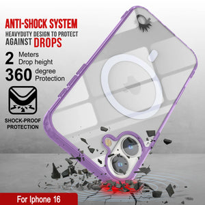 Estuche de carga inalámbrica magnética Punkcase para iPhone 16 [Serie ClearMag] [Morado]