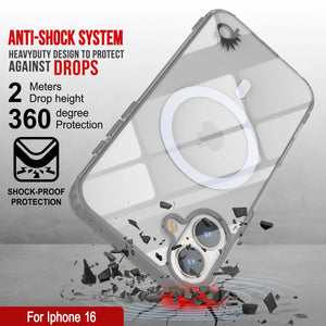 Estuche de carga inalámbrica magnética Punkcase para iPhone 16 [Serie ClearMag] [Plata]
