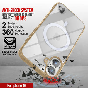 Estuche de carga inalámbrica magnética Punkcase para iPhone 16 [Serie ClearMag] [Dorado]